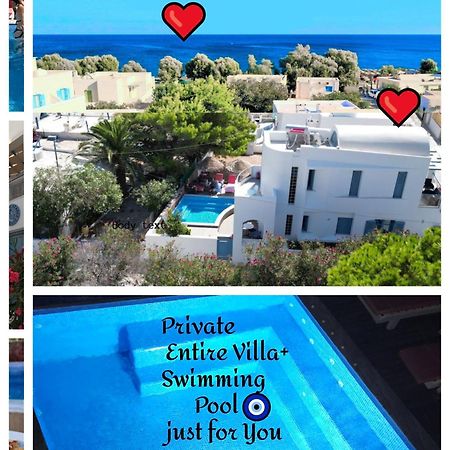 Located By The Sea One Beachfront Private Captain Lazaros Pool Villa With Loft In 750Sqm Spacious Private Plot-Jacuzzi-Sunrelax-Furnished Terace-Gazebo-Private Parking,Sleep 3 Adults And 2 Children, Just Steps From The Black Beach-Seaview Períssa Extérieur photo