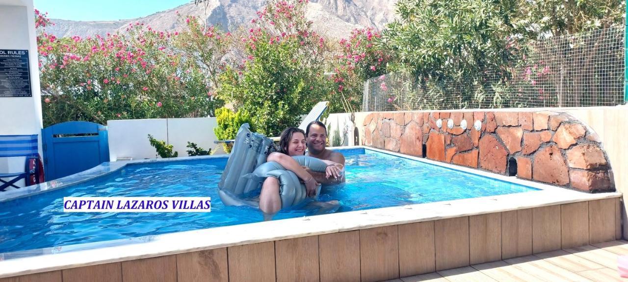 Located By The Sea One Beachfront Private Captain Lazaros Pool Villa With Loft In 750Sqm Spacious Private Plot-Jacuzzi-Sunrelax-Furnished Terace-Gazebo-Private Parking,Sleep 3 Adults And 2 Children, Just Steps From The Black Beach-Seaview Períssa Extérieur photo