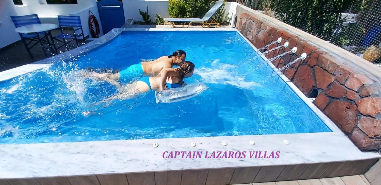 Located By The Sea One Beachfront Private Captain Lazaros Pool Villa With Loft In 750Sqm Spacious Private Plot-Jacuzzi-Sunrelax-Furnished Terace-Gazebo-Private Parking,Sleep 3 Adults And 2 Children, Just Steps From The Black Beach-Seaview Períssa Extérieur photo