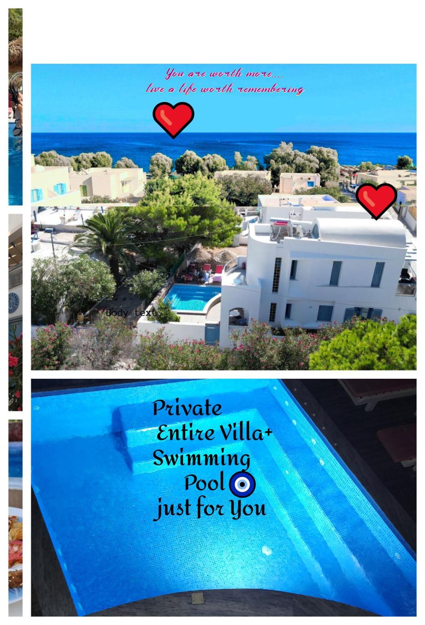 Located By The Sea One Beachfront Private Captain Lazaros Pool Villa With Loft In 750Sqm Spacious Private Plot-Jacuzzi-Sunrelax-Furnished Terace-Gazebo-Private Parking,Sleep 3 Adults And 2 Children, Just Steps From The Black Beach-Seaview Períssa Extérieur photo
